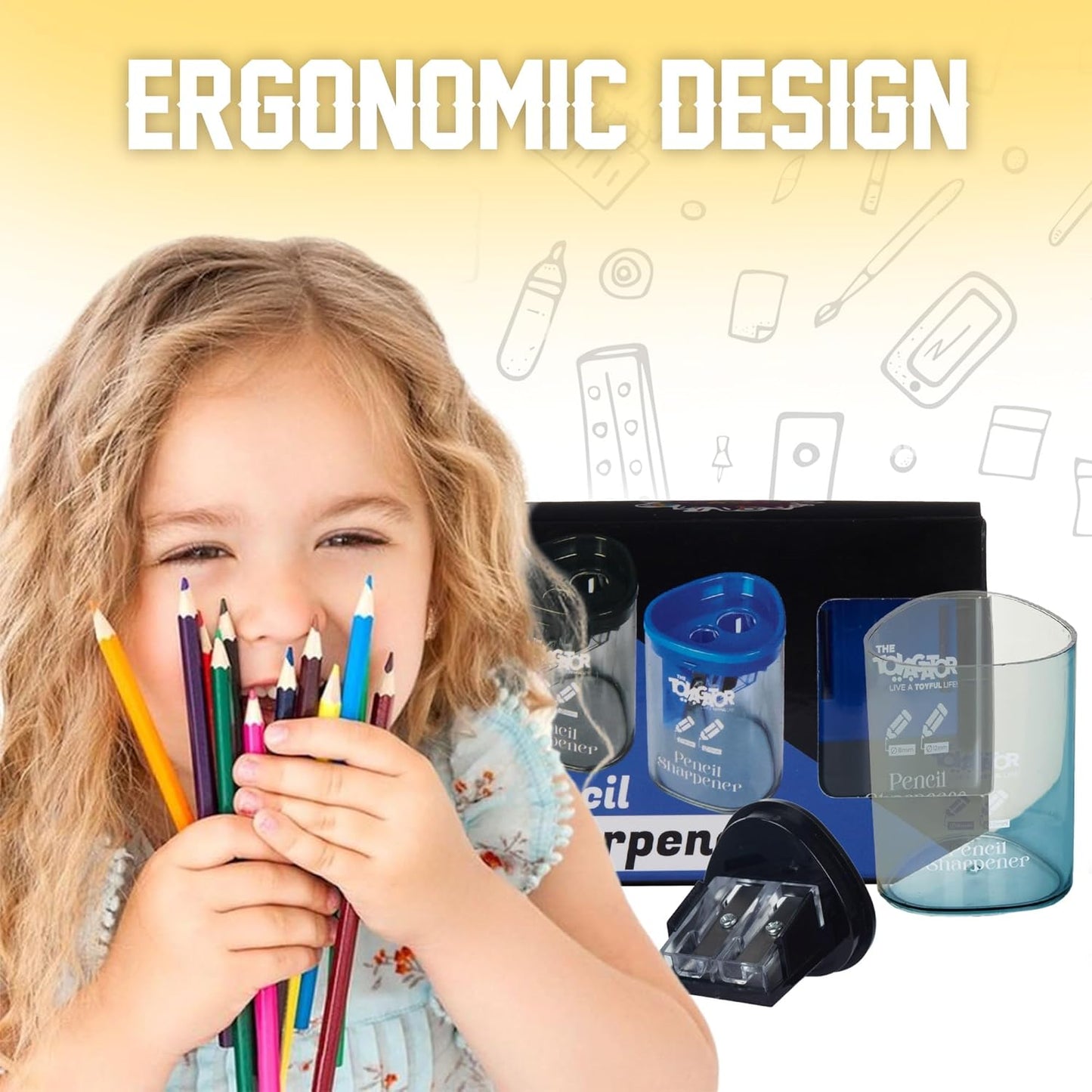 Manual Pencil Sharpener - 2 Pcs Dual Hole Pencil Sharpeners for Standard & Large Sized Pencils - Premium Quality Handheld Pencil Sharpener for Kids, Adults, Artists, Home & Office Uses