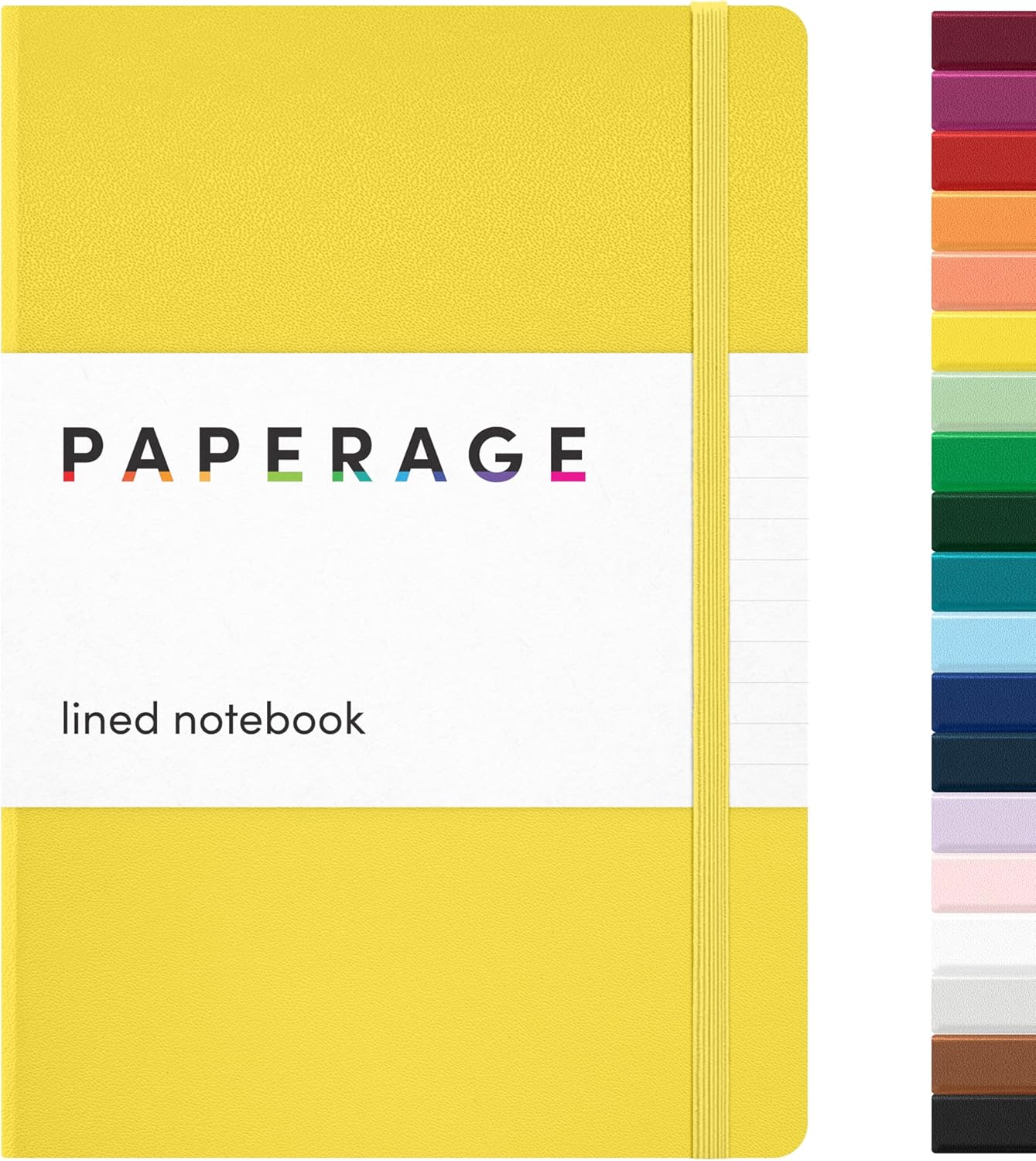 PAPERAGE Lined Journal Notebook, (Black), 160 Pages, Medium 5.6 in x 8 in - 100 GSM Thick Paper – Hardcover Journaling Notebook for Work, School & Note Taking