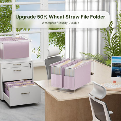 XINGIA Wheat Straw Reinforced Hanging File Folders Legal Size,4 Inch Expansion File Organizer,6 Pack Extra Capacity File Cabinet Folders for Bulky Files,Medical Charts,Filing Folders Hanging with Tabs