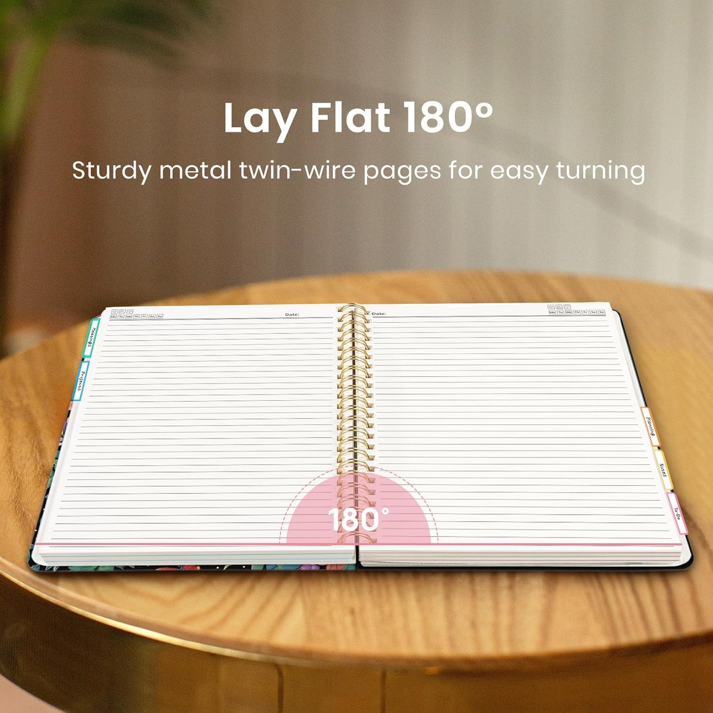 Large Spiral Notebook with Dividers & Tabs, 8.5" x 11" Hardcover 5 Subject Notebook for Work, 280 pages, College Ruled, Cute Journal for Women, Perfect for Study & Office Note Taking, Garden
