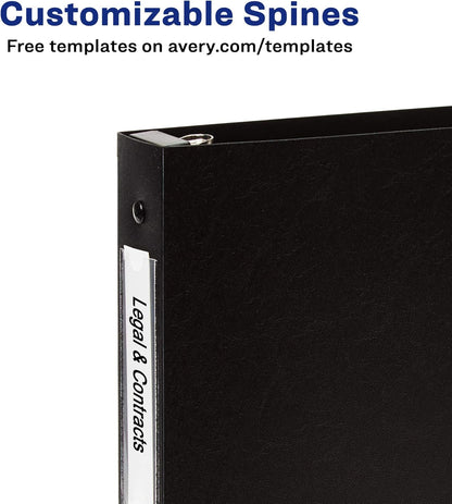 Avery Hanging Storage 3 Ring Binder, 1 Inch Round Rings, 1 Black Binder (14801)