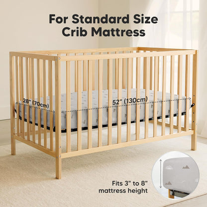 2-Pack Waterproof Crib Sheets for Boys, Girls - 52x28 Fitted Organic Cotton Baby Crib Sheets, Toddler Mattress Protector Cover, Washable, Soft & Durable Baby Bedding Essentials(Pine Grove)