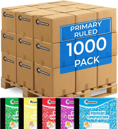 Rosmonde 50 Pack Composition Notebooks Bulk, Wide Ruled Composition Notebook, 200 Pages (100 Sheets), 9-3/4 x 7-1/2, Black Marble, Bulk School Supplies, Office Notebooks, Bulk Notebooks for School