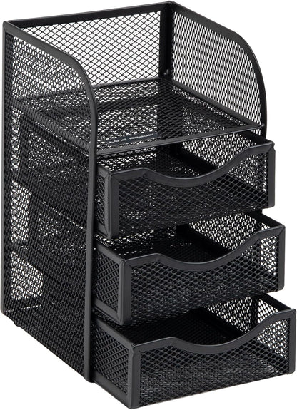 Mind Reader Desktop Accessory Storage, Paper Binder Clip Basket, Workspace, Office, Metal Mesh, 4.75"L x 5"W x 8"H, Black