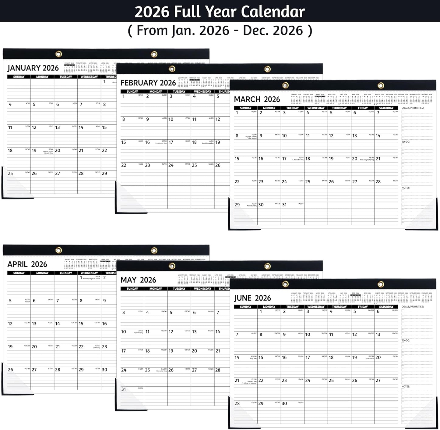 2026-2027 Desk Calendar – Run Now to MAR. 2027, 18 Monthly Desk Calendar 2026-2027 Large, 17'' x 12'', Best Desk/Wall Calendar 2026 with To-do Lists, Desk Pad, Ruled Blocks, Corner Protectors