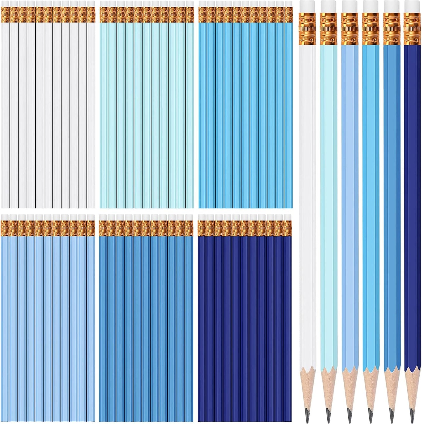 TecUnite 120 Pcs #2 HB Pencils with Eraser No 2 Unsharpened Wooden Hexagonal Pencils for Adults Gifts for School Exam art Learning Office Sketching(Rainbow Colors)
