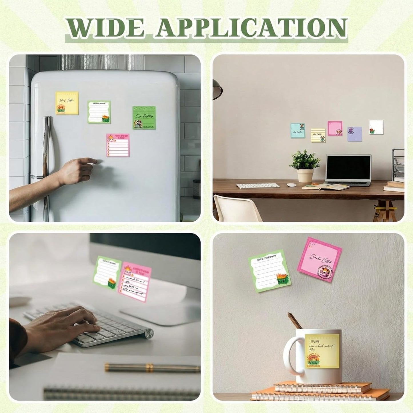 9 Pads Wildflower Sticky Notes 3x3 Inch Cute Self Stick Notepads Notes Adhesive Memo Pad Office Decor Gifts for Students School Teacher Meeting Office Supplies