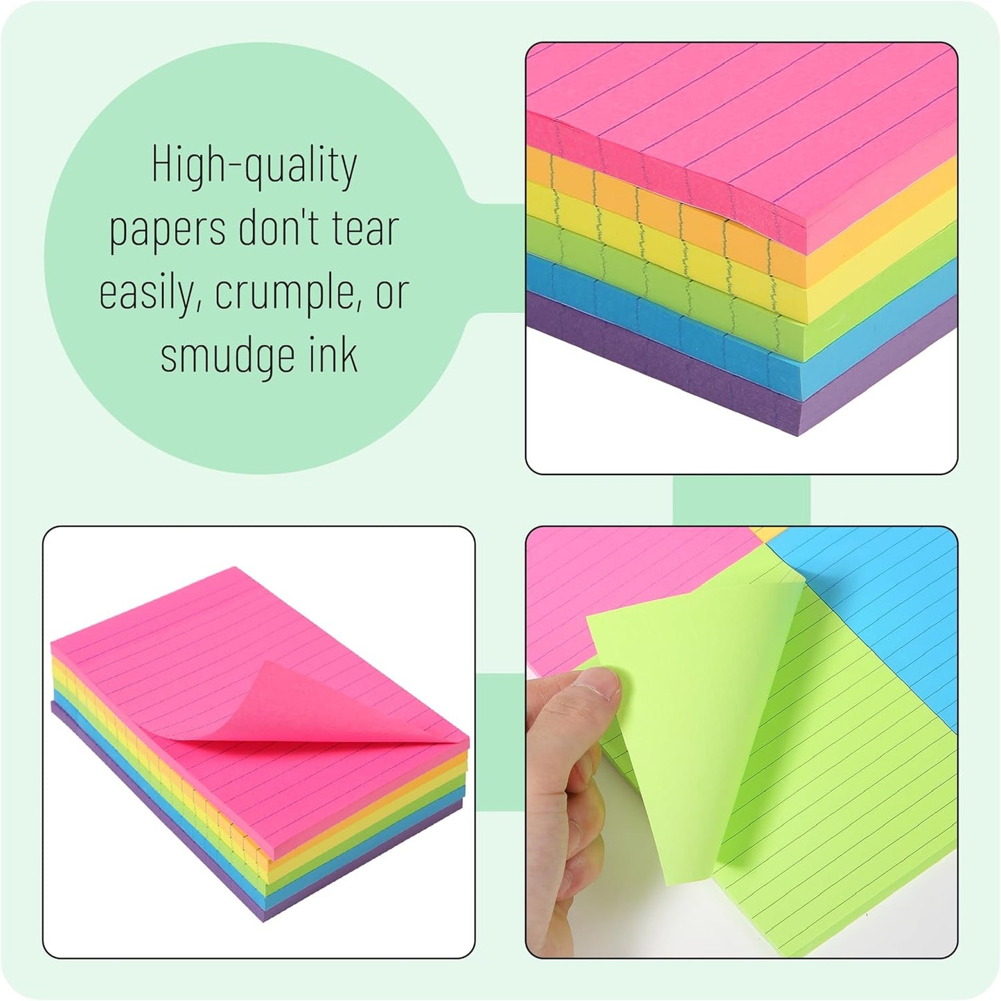 Mr. Pen- Lined Sticky Notes, 3" x 3", 12 Pads, 60 Sheets/Pad, Morandi Color, Bulk Sticky Notes with Lines, Ruled Post Stickies, Memo Pads, Self-Stick Note Pad for Office, School, Home, Study