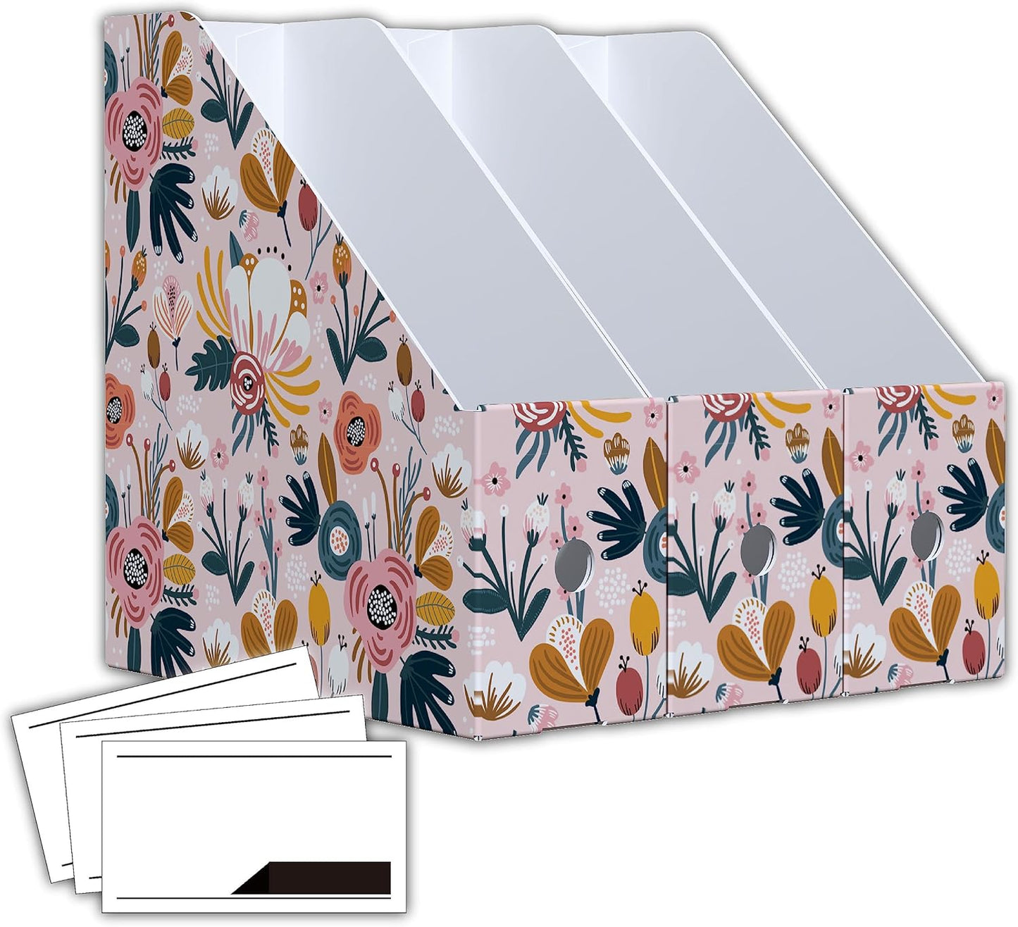 ANSSDO 6 Pack Cardboard Magazine Holder - Premium Magazine File Organizer, Large Volume Storage Box as Book Bins or Folder Holder for Desk - Teal Floral