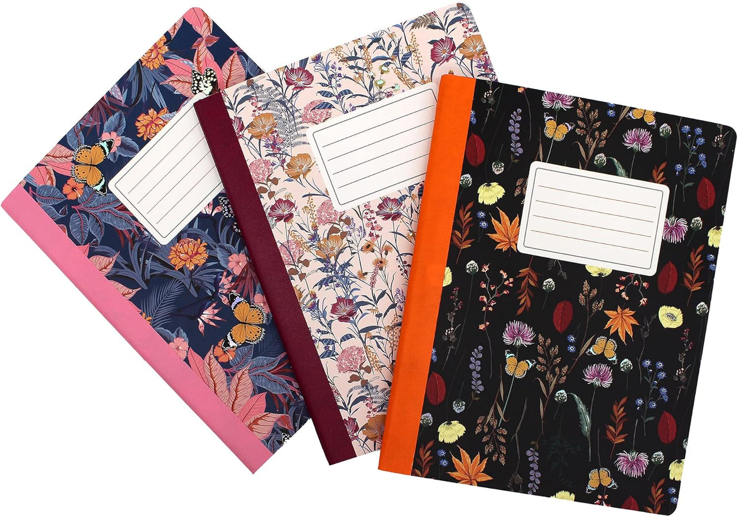Pukka Pad, Composition Notebooks - 3 Pack of Journals Featuring 140 Pages of College Ruled 80GSM Paper with Sturdy Cover Stock - 9.75 x 7.5in - Bloom