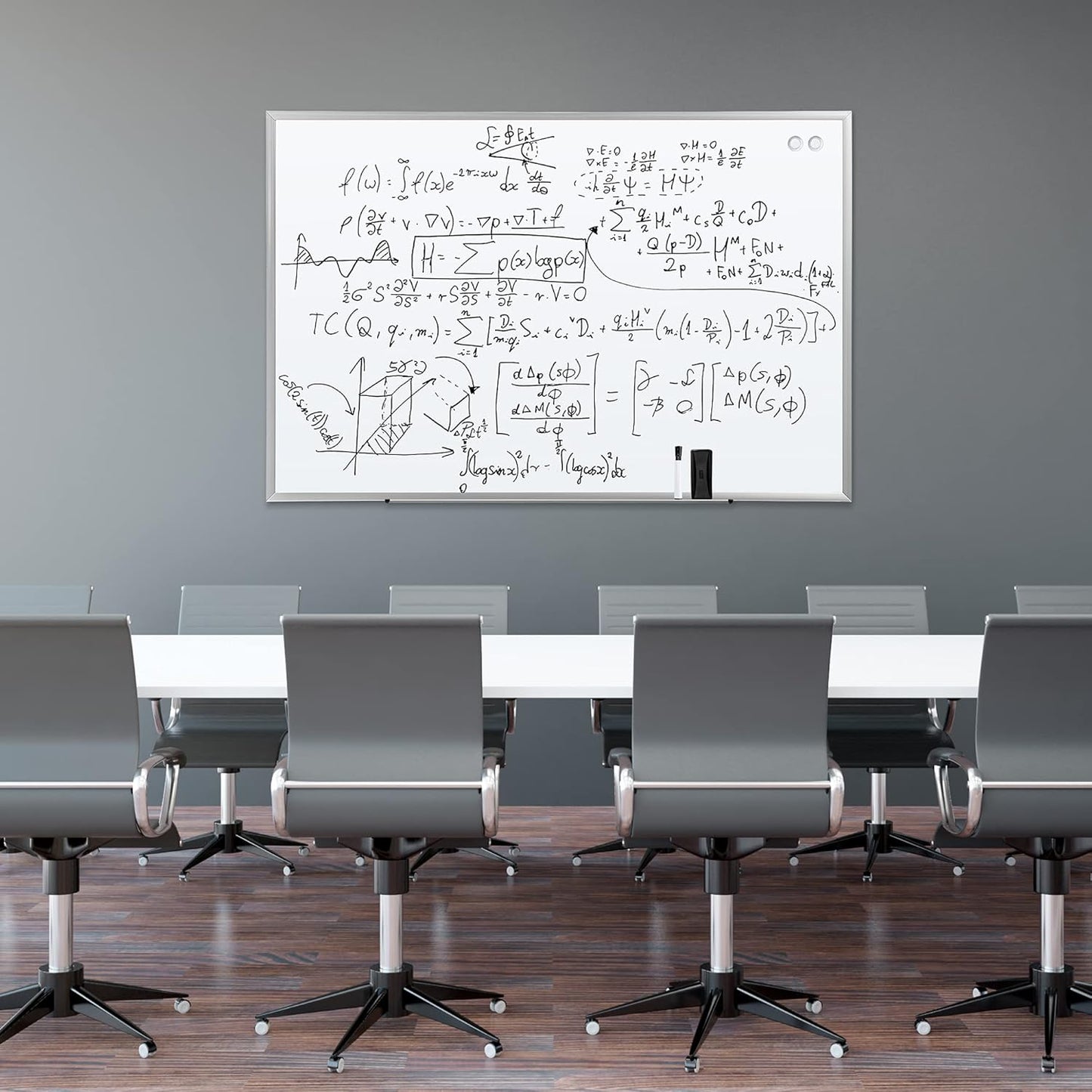 Amazon Basics Large Magnetic Dry Erase Whiteboard, 48" x 72", Aluminum Frame, Silver/White, with Pen Tray for School, Classroom, Office & Home
