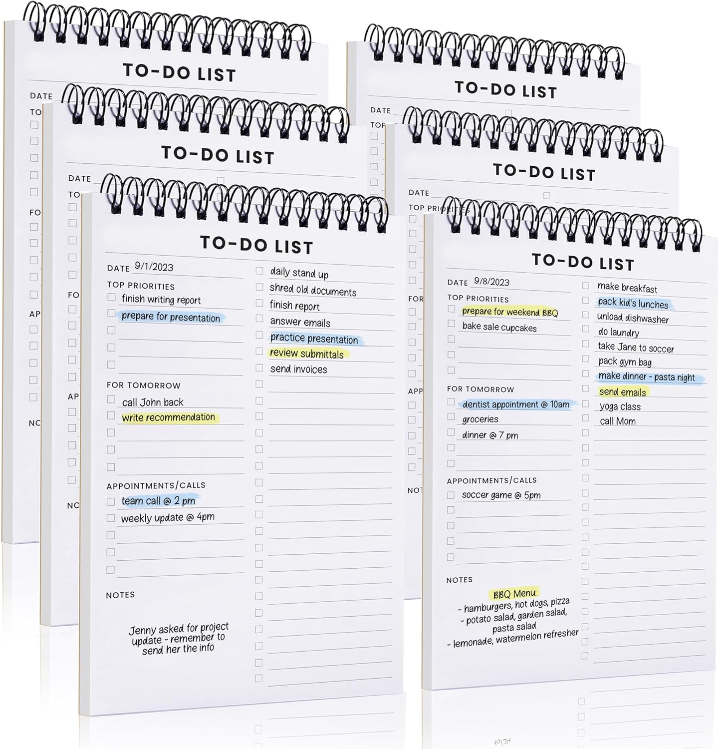 To Do List Notepad: With Multiple Functional Sections - 6.5 x 9.8" 60 Sheets - Spiral Daily Planner Notebook - Task CheckList Organizer Agenda Pad for Work - Note & Todo List Organization Notebooks