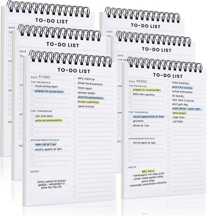 To Do List Notepad: With Multiple Functional Sections - 6.5 x 9.8" 60 Sheets - Spiral Daily Planner Notebook - Task CheckList Organizer Agenda Pad for Work - Note & Todo List Organization Notebooks