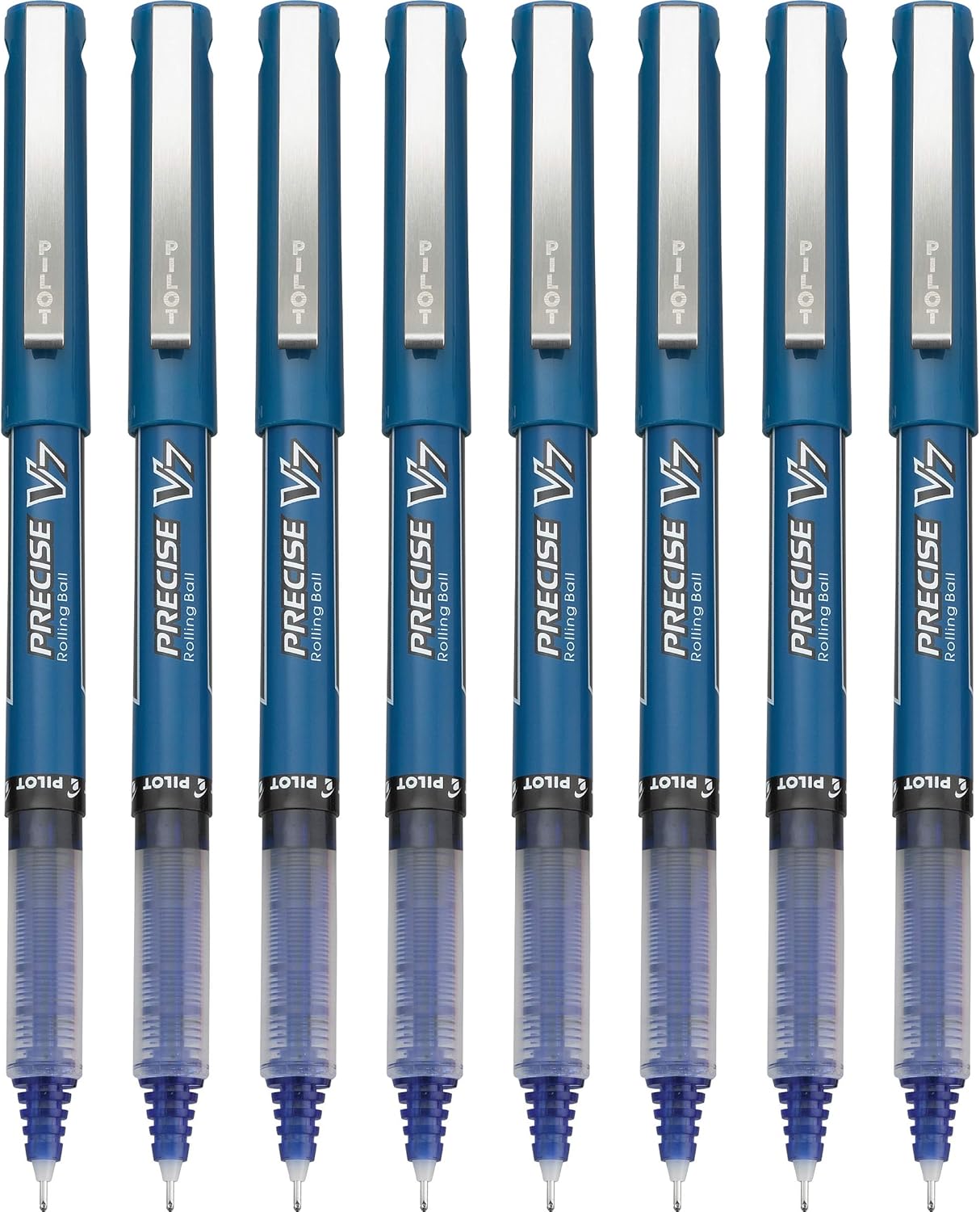 Pilot, Precise V7, Capped Liquid Ink Rollerball Pens, Fine Point 0.7 mm, Blue Ink Pens, Pack of 8 - Ideal for School, Journaling & Office Writing