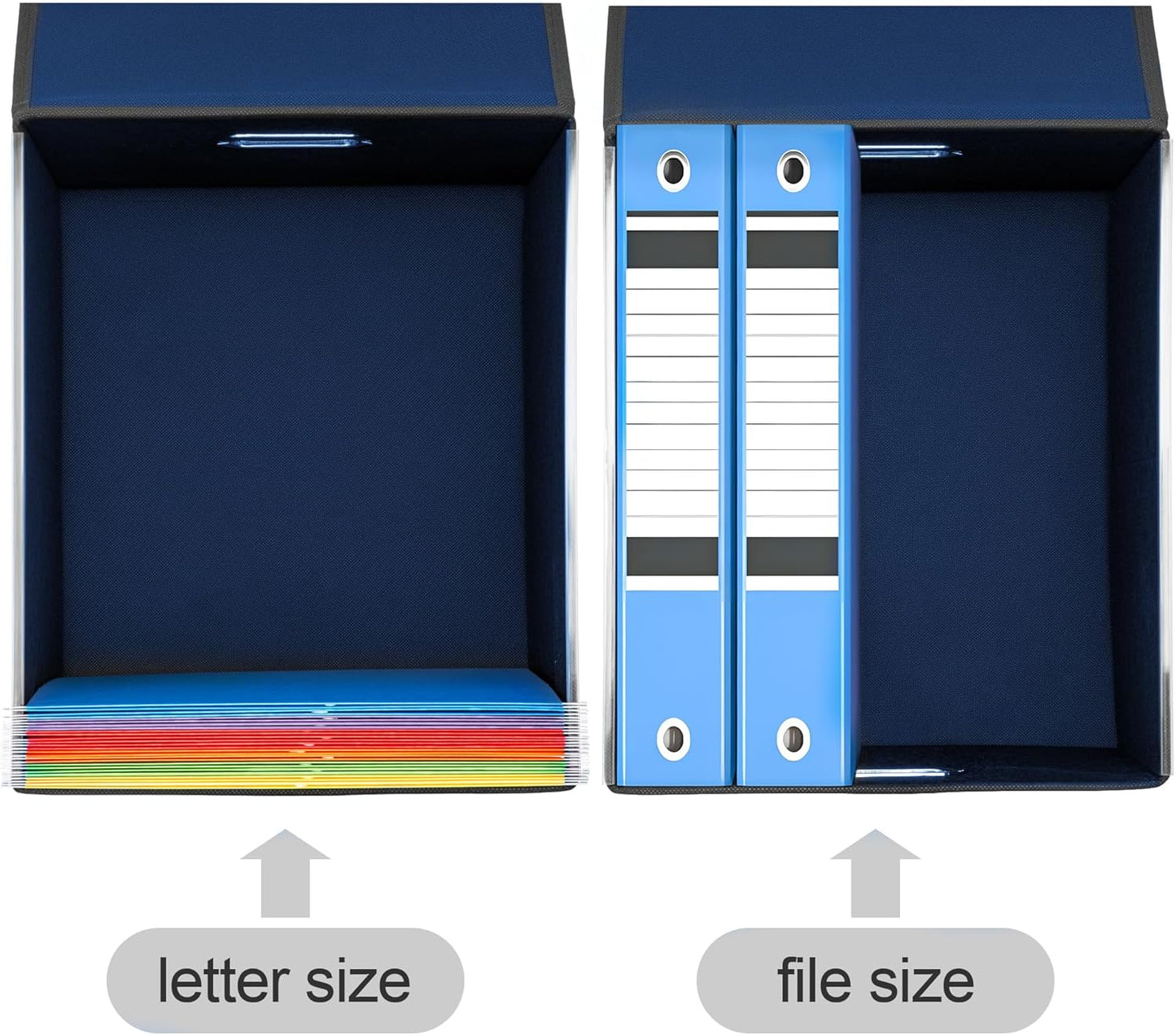 Hleelomi Collapsible File Box with Lid & Plastic Slide - Hanging Document Organizer for Office/Home, 14.96x12.6x10.83 Inch,Decorative Home File Bin,Black, 1 Pack (No Folders Included)
