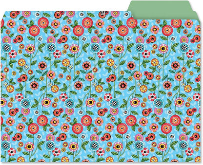 Current Floral Fun File Folders Value Pack - Bulk Set of 24, 6 Pretty Decorative Designs, 1/3 Cut Tabs, Heavy-Duty Paper Stock, Office Supplies for Home & Work, 9-½” x 11-¾” Letter Size