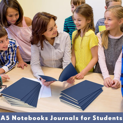 Mimorou 100 Pcs Journals Notebooks Bulk - Kraft Softcover A5 Small Notebooks 5.5 Inch x 8.3 Inch Notepads with 60 Page 30 Sheet for Writing Sketch Travel Office Supplies(Navy Blue,Lined)