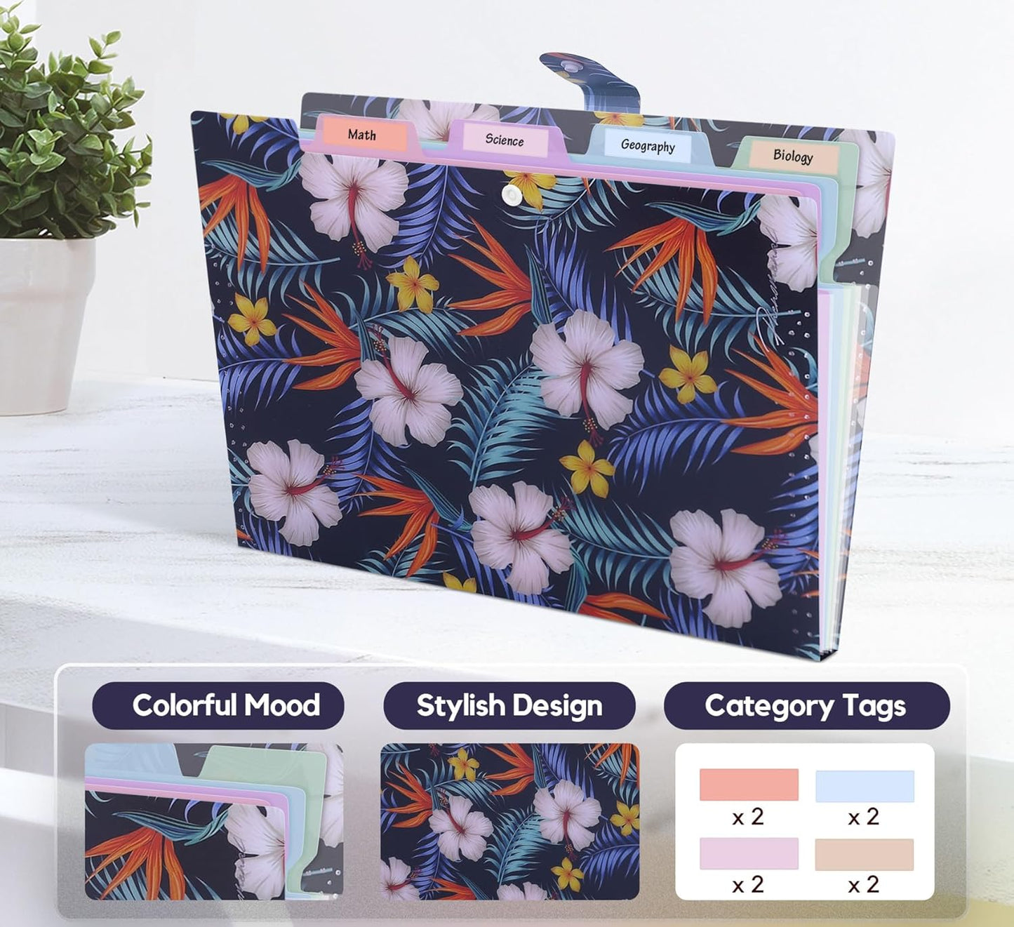 Forest Series Expanding File Folder Stylish Funky Cute Retro Document Organizer with Natural Scenes for Students,Teachers & Freelancers - Blue Butterfly