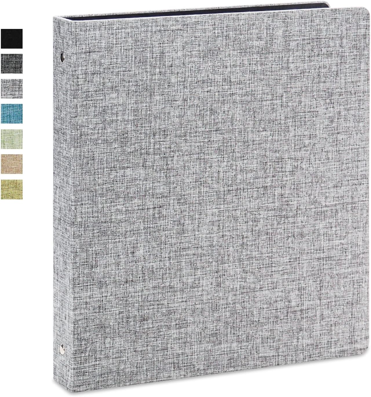 Vienrose 3 Ring Binder 1 Inch Round Rings with Linen Fabric Cover, Fits 8.5 x 11 Inch Paper, Durable Organizer for School, Office, Home, Recipes, Grey