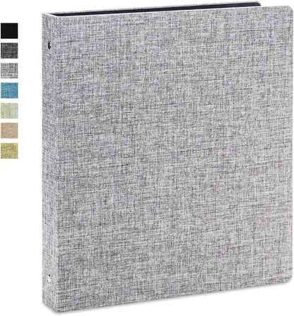 Vienrose 3 Ring Binder 1 Inch Round Rings with Linen Fabric Cover, Fits 8.5 x 11 Inch Paper, Durable Organizer for School, Office, Home, Recipes, Grey