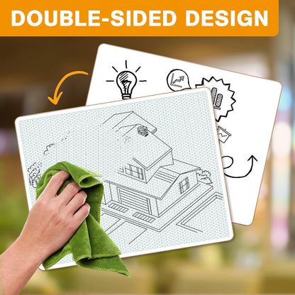 SCRIBBLEDO Isometric Grid 11"x14" Large Graph Dry Erase Board Double-Sided White Board Drawing Grid Lines Graphing Architectural Gridded 3D Design Whiteboard for Home School Classroom