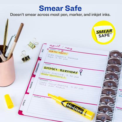 Avery Hi-Liter Desk-Style Highlighters, Smear Safe Ink, Chisel Tip, 2 Yellow Highlighters (24081)