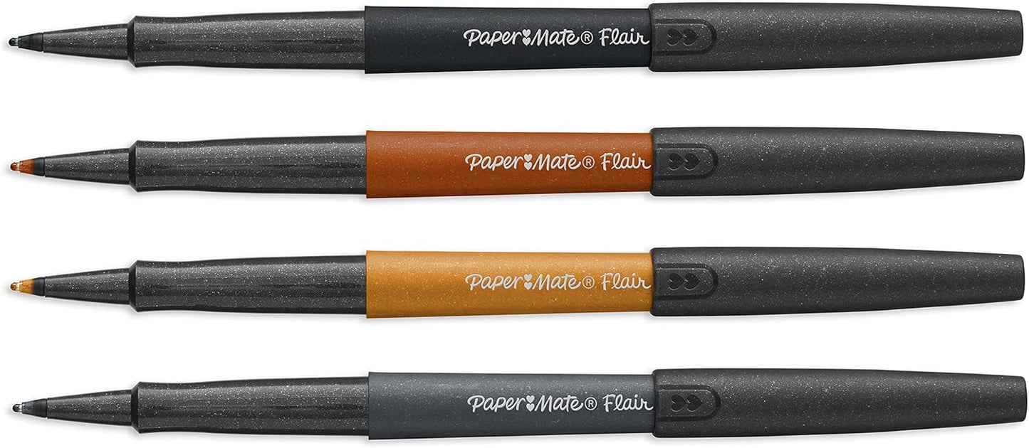 Paper Mate Flair Felt Medium Tip Set, 4-Pen Metallic Colors Set