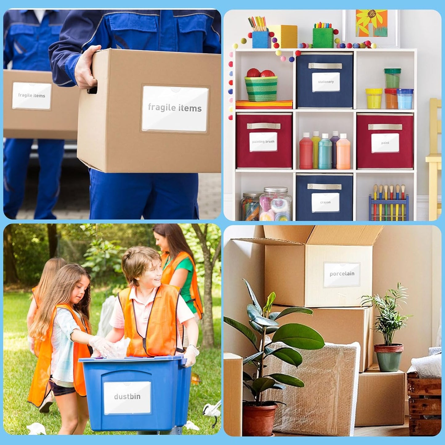 56 Pack Clear Self-Adhesive Pockets, 3" x 5" Index Card Pockets with Top Open Loading, PVC Label Holders for Organizing Storage Bins, Library Card, Drawer, and Protecting Your Cards