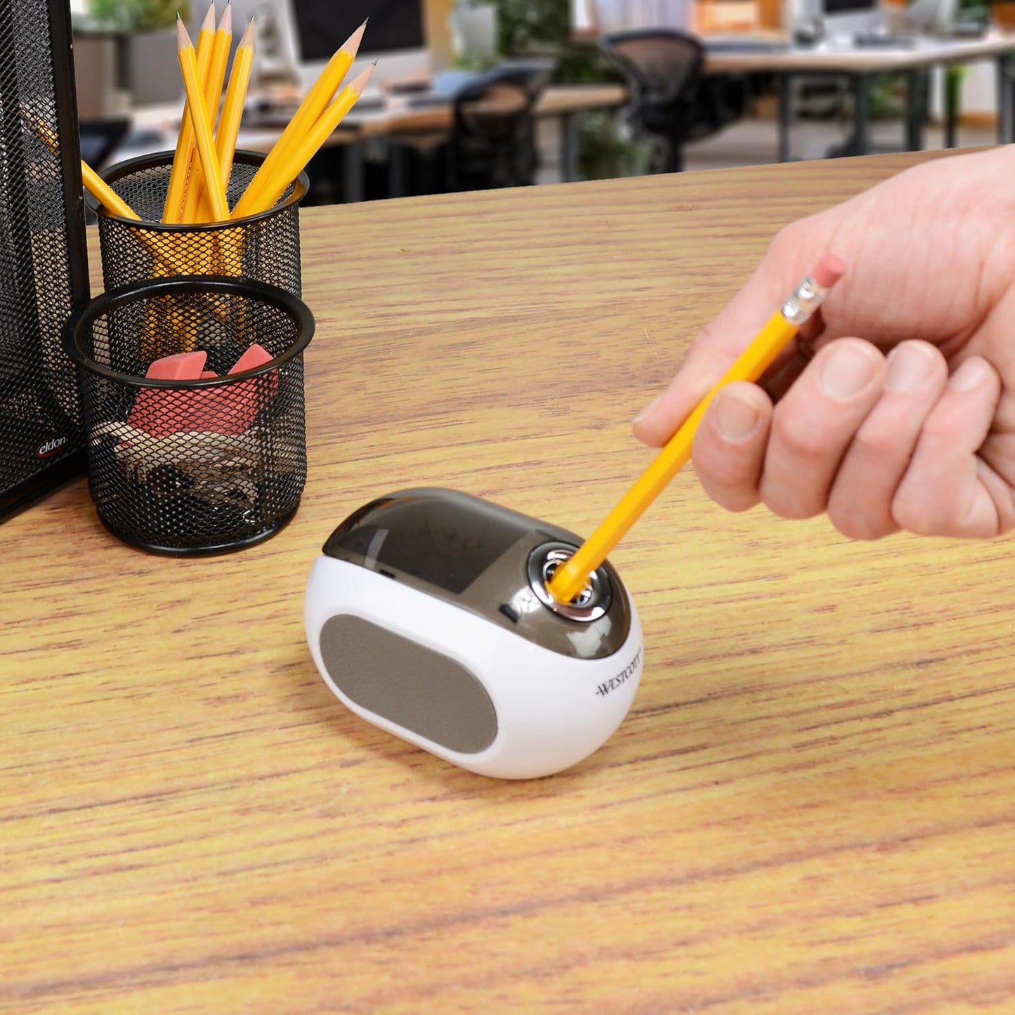 Westcott iPoint Dash Battery Pencil Sharpener, White