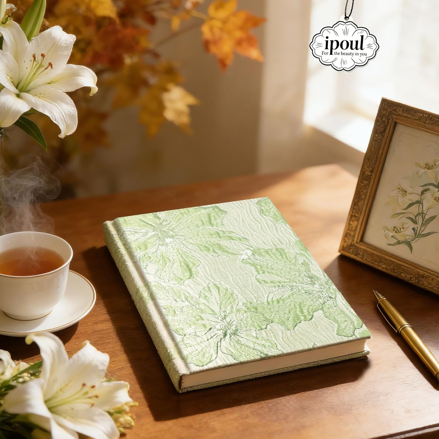 ipoul Flower Notebook, A5, 6x8, Hardcover, Lay Flat, Lined Paper, Journal for Women, Writing Notebook, Pretty, Hibiscus, Pink, Birthday Gifts for Women, Wedding Shower Gifts, Mothers Day Gift