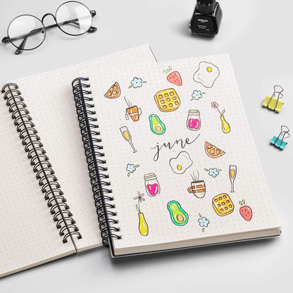 EMSHOI Dotted Journal Spiral Notebook 5.7" x 8.22" - 4 Pack 640 Pages 100gsm Thick Paper, A5 Dot Grid Notebook, Plastic Hardcover Dotted Notebook for Journaling Writing
