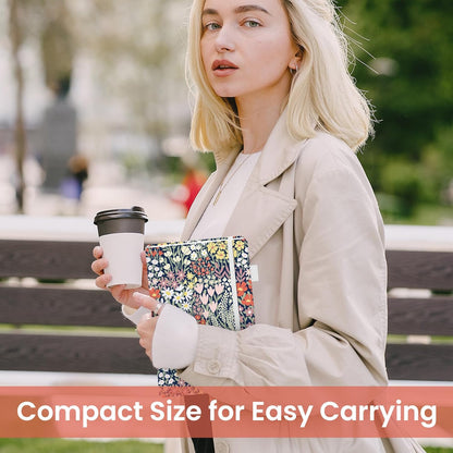 Taja Pretty Lined Journal for Women, Aesthetic Cute Hardcover Leather Journal for Writing, A5 College Ruled Notebook for Work & Note Taking, Perfect for Office School Home, 160 Pages, Meadow Flowers