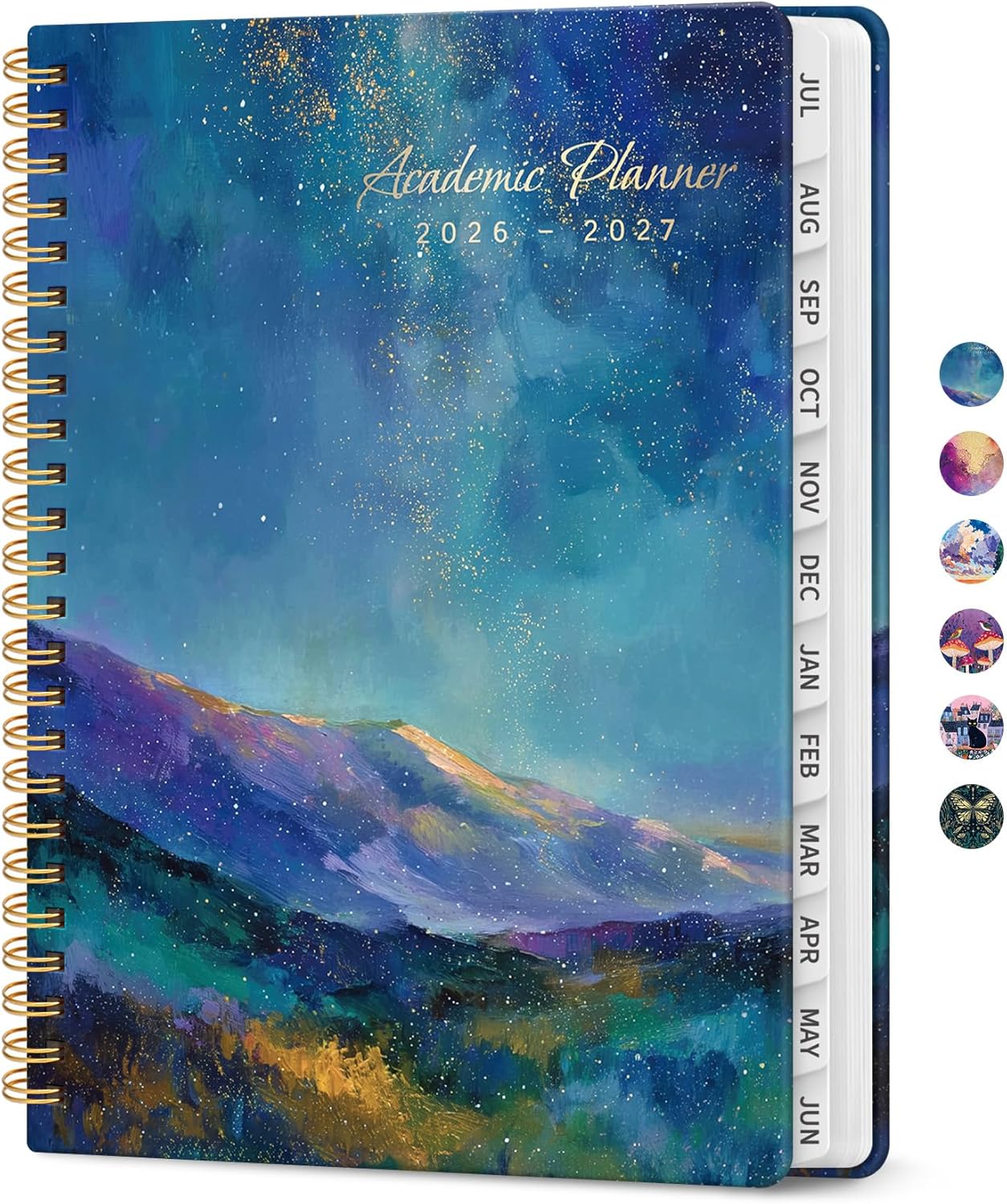 Planner 2026-2027, Academic Year Monthly and Weekly Calendar Planner, Jul 2026 - Jun 2027, Hardcover Teacher Student Planning Agenda book with Tabs, Perfect for School Office Supplies, 6.3" x 8.5" - Wildflowers