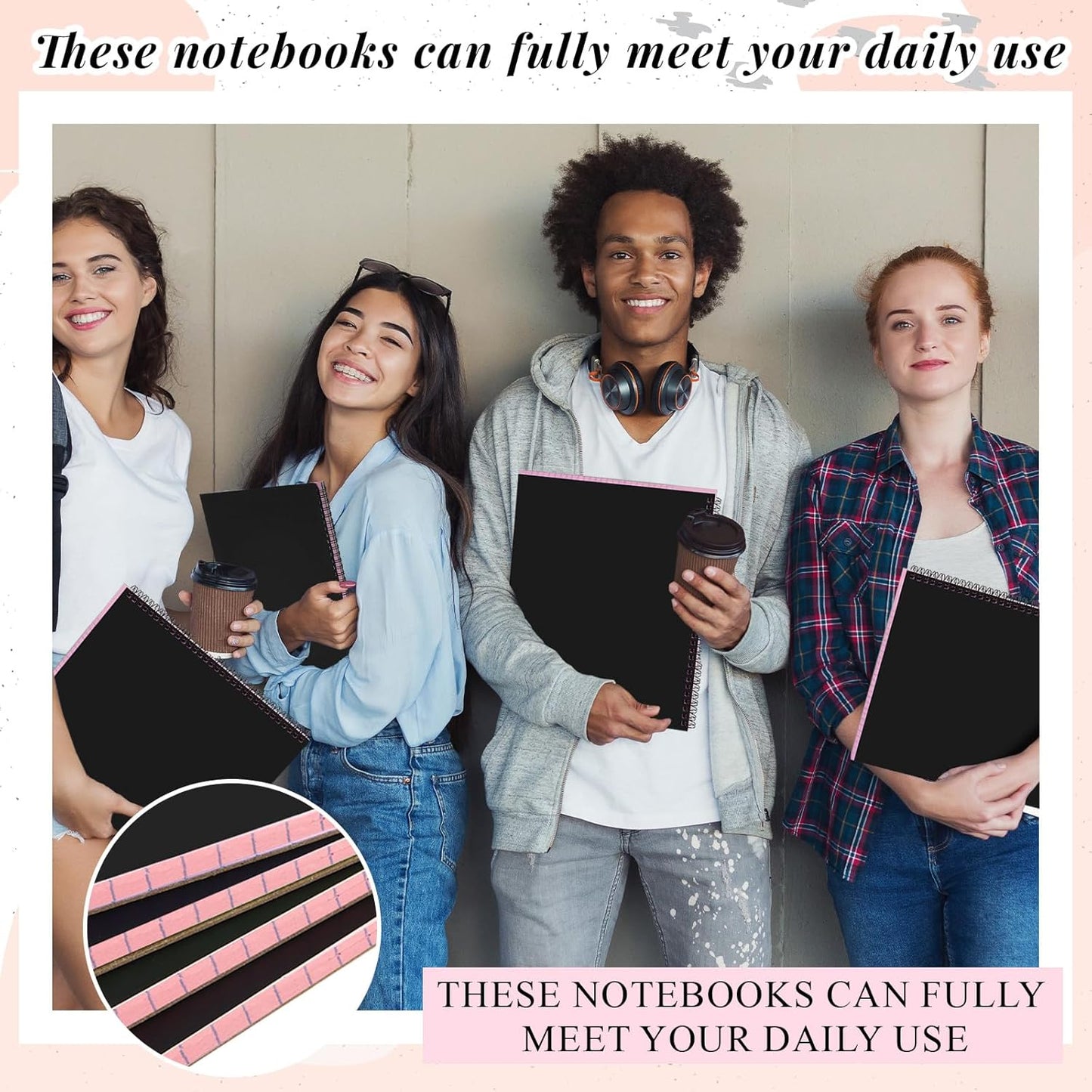 MotiMind 4 Pcs Legal Pads Landscape Notebooks Hole Punched Top Spiral Bound Notebooks 11 x 9.5 Inch College Ruled Drawing Notepad Tear Line for Removal 50 Sheet Office Steno Book(White)