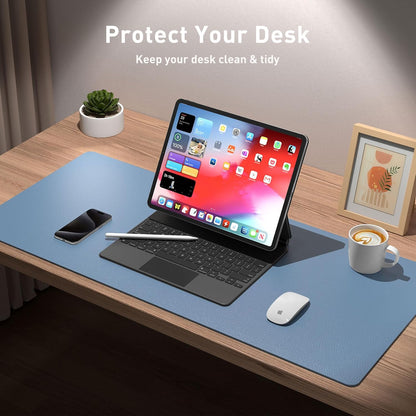 Aothia Leather Office Desk Pad Protector, Non-Slip PU Leather Desk Blotter, Waterproof Laptop Writing Mouse Pad for Office and Home, Black, 31.5" x 15.7" - Colors A