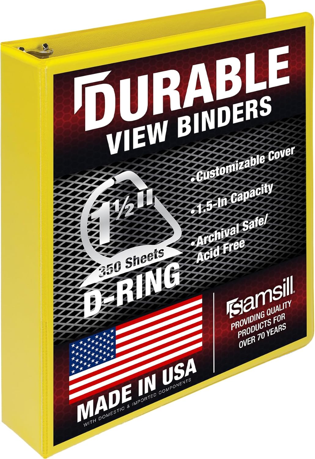 Samsill Durable 4 inch 3 Ring Binder, D Ring Binder, 100% Recycled Chipboard, Black, 2 Pack