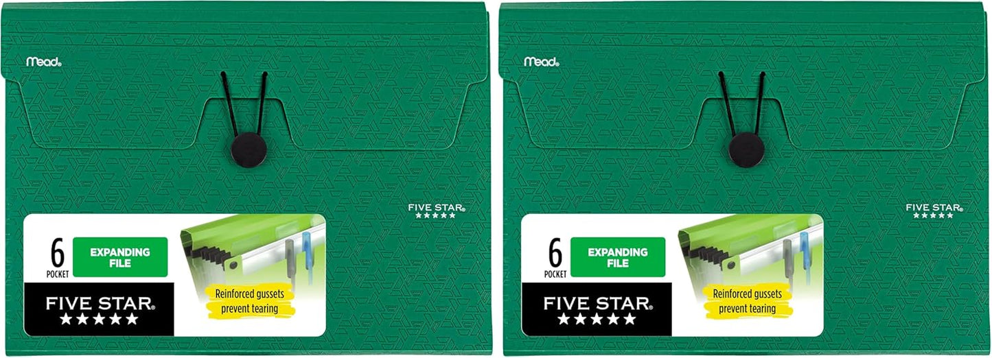Five Star Expanding File Organizer, 6-Pocket Accordian File Organizer, Bungee Closure, Holds 8-1/2" x 11" Paper, Black (72391)