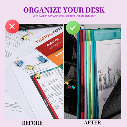 LEOBRO Plastic File Folders for Documents, 6 PCS Plastic Envelopes, Reusable Clear File Folders File Bags Document Holder, A4 Size