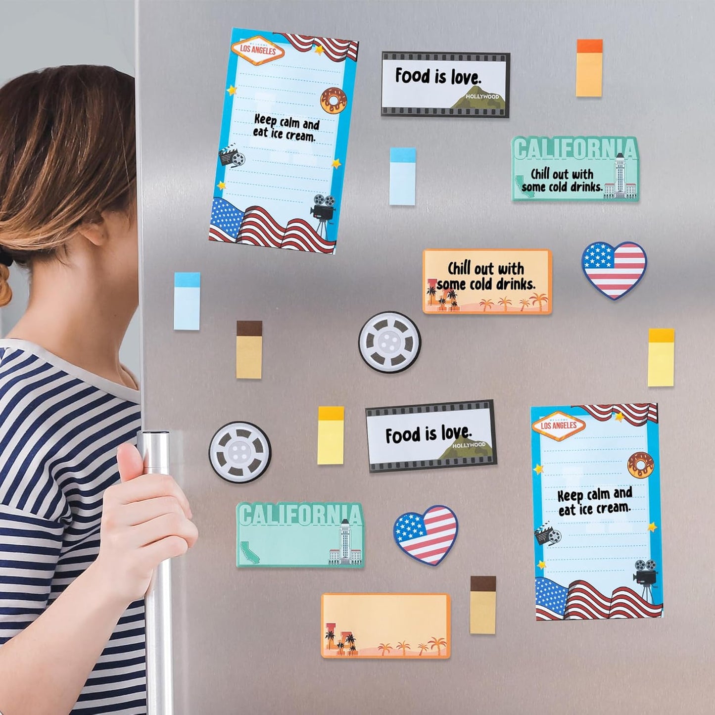 B1ykin Cute Sticky Notes Set - Stay Alive Skeleton Shaped Self-Stick Notes Pad, 550 Sheets Writing Memo Pages Sticky Notepad for Teacher Appreciation Gifts, School Office Supplies (Funny Skeleton) - Colors A