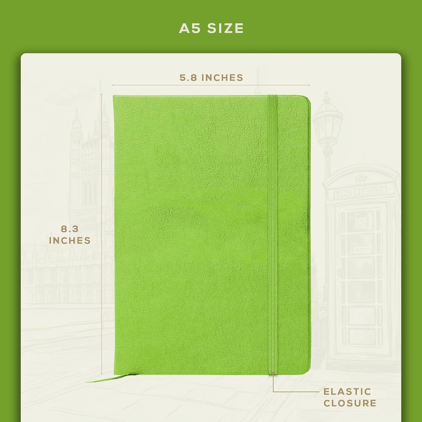BEECHMORE BOOKS Large Lined Journal Notebook, 8.5" x 11.5" (A4) Hardcover Vegan Leather Executive Diary for Work, Thick 120gsm Paper, Lay-Flat Binding, Gift Box
