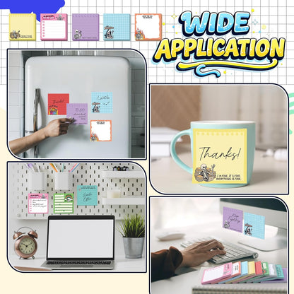 9 Pads Wildflower Sticky Notes 3x3 Inch Cute Self Stick Notepads Notes Adhesive Memo Pad Office Decor Gifts for Students School Teacher Meeting Office Supplies