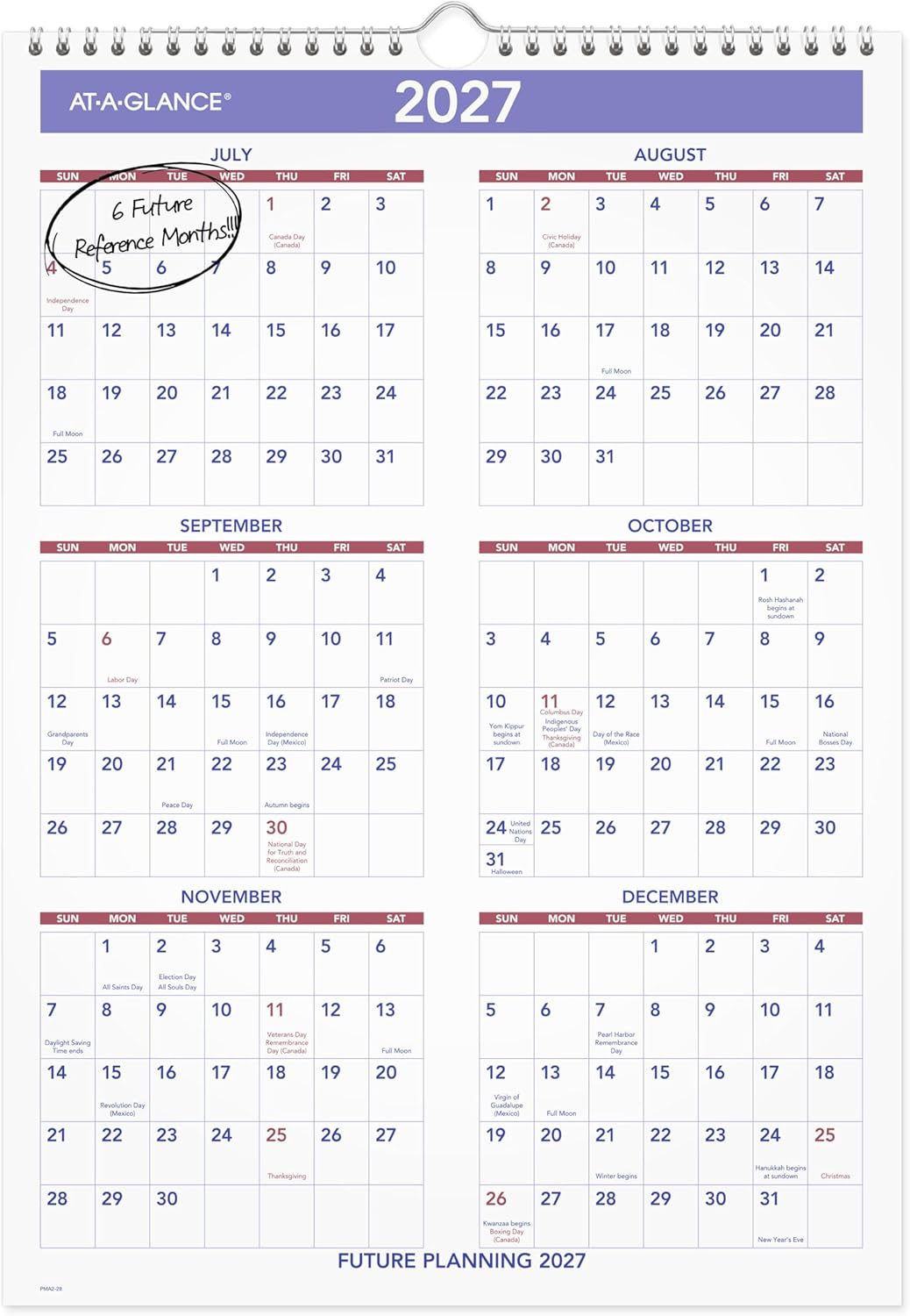 AT-A-GLANCE Wall Calendar 2026-2027 Planner, Academic 12-Month July-June, Monthly, 15-1/2" x 22-3/4", Ruled Daily Blocks (AY328)