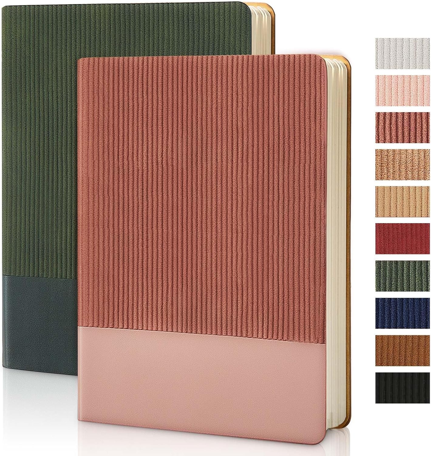 Lined Journal Notebook for Work College Ruled Note Book 5.79"x8.27"A5 PU Leather Daily Journaling 216 Pages for Women Men Writing Home School Supplies Business (Dark Green)