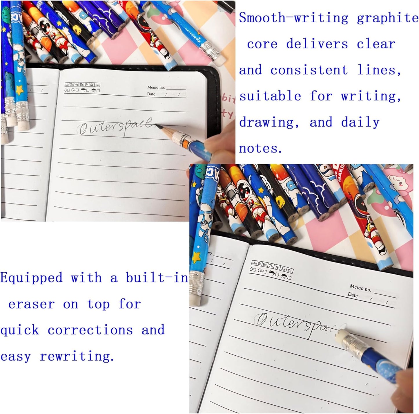 72PCS Corlorful Wooden cased Pencils for Kids with Erasers, Wood Wedding Golf for School,Drawing,Gift (72PCS) (Fruit, 72)