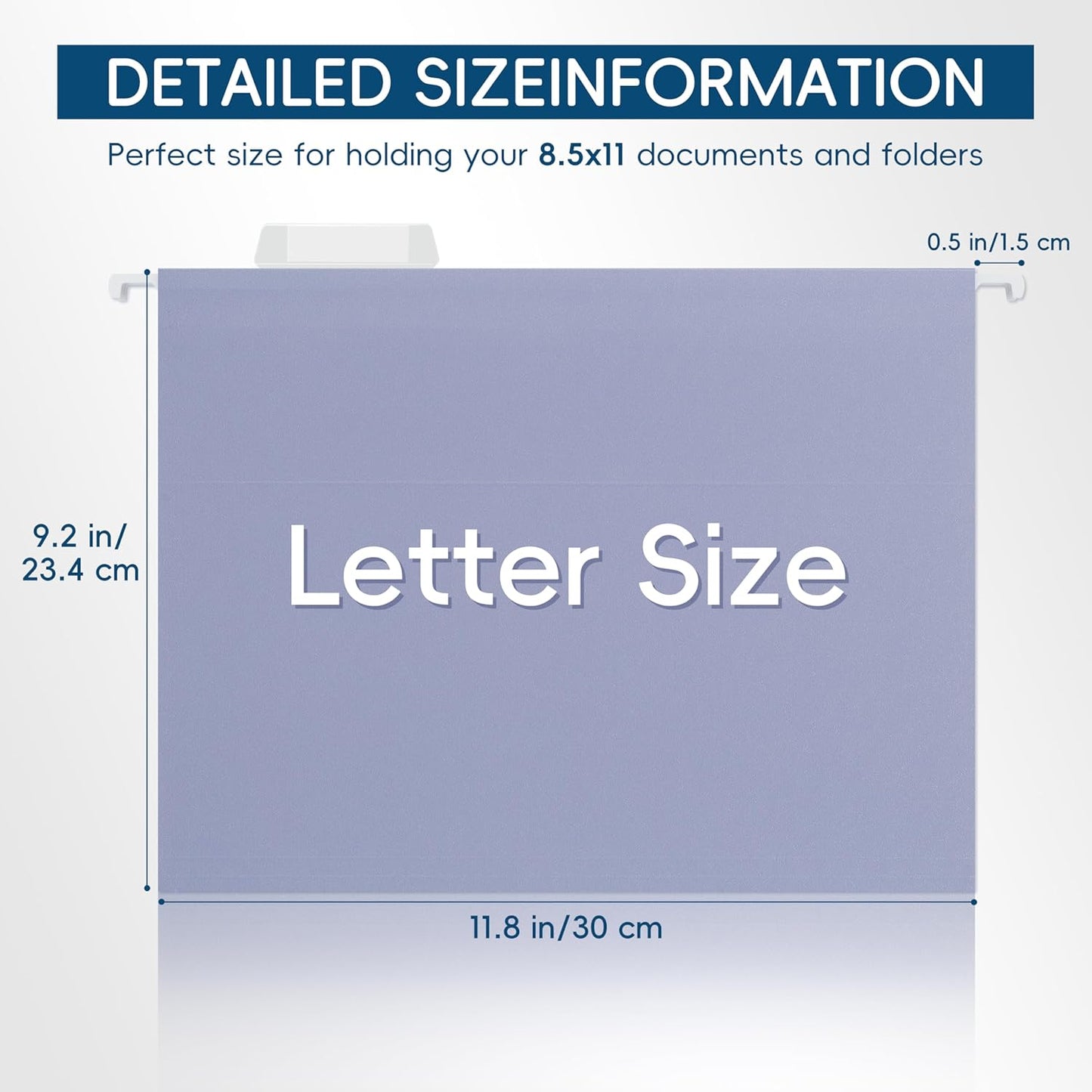 Blue Hanging File Folders,25 Pack Letter Size File Folders with 1/5-cut Tabs,Office Essentials for Filing Cabinet & Desk Storage