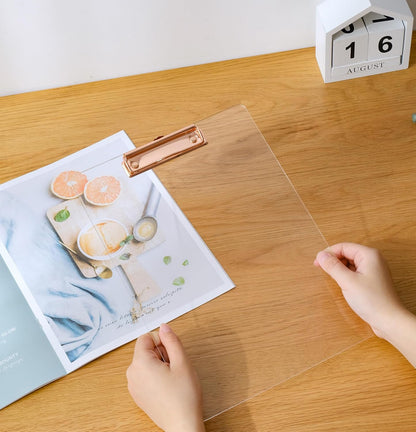JIARI 2 Pack Clear Acrylic Office Clipboard A4 Letter Size 8.6" x 12.2" (Gold)