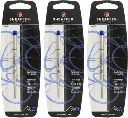 Sheaffer K Ballpoint Pen Refill, Medium Point, Blue Ink, 3/Pack (99325) by Sheaffer