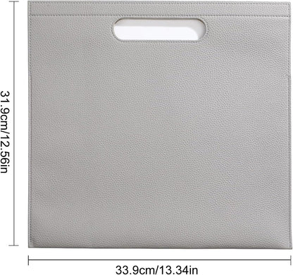 Premium PU Leather Waterproof File Folder & File Jackets & File Pockets Easy to Clean Document Organizer, Multi-Color Options, 13.34x12.56in, Ideal for Students & Professionals(Brown)