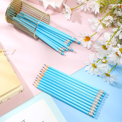 Tinlade 50 Pcs Triangular Grip Pencils Wood Wedding Pencils HB Graphite Pencil Pack Eraser for Baby Shower Drawing Sketching Bridal Shower Office Supplies(Pink)