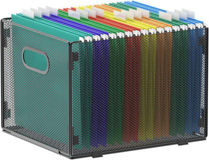 samstar 2 Pack Hanging File Organizer, Mesh File Folder Box Filing Box File Cabinet Organizer Storage Boxes, Letter Size